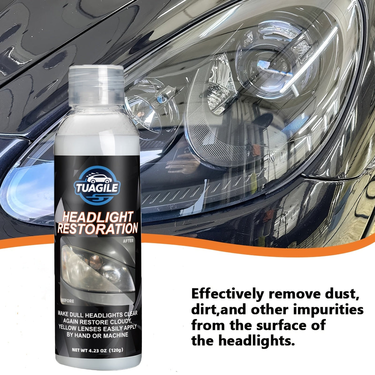 Spray de revêtement protecteur UV pour kit de restauration de phares – Formule chimique éliminant le jaunissement, l'oxydation et le voile, pour redonner aux phares ternis et opaques une clarté cristalline, pour tous les véhicules