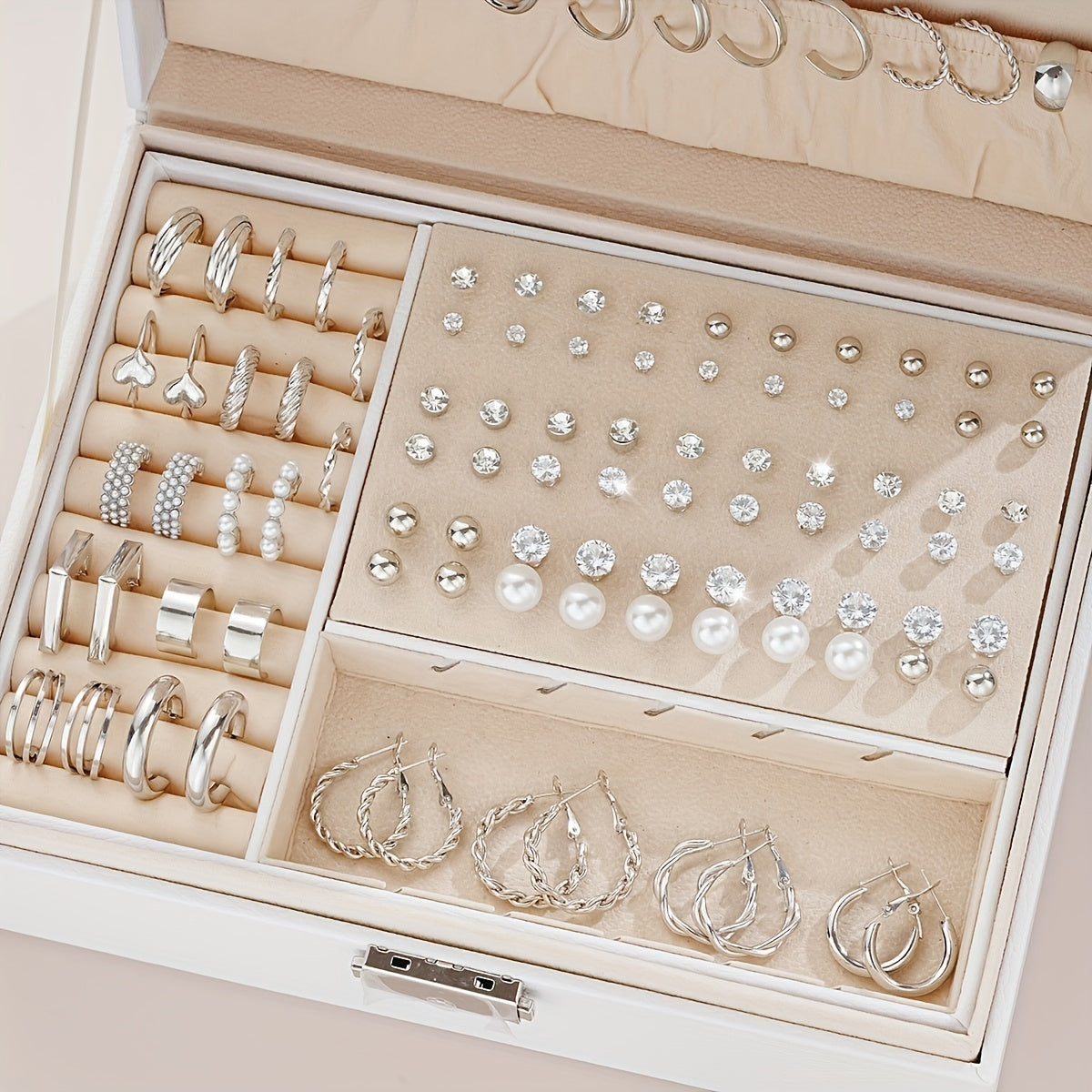 Ensemble de 102 boucles d'oreilles pour femmes – Styles géométriques, strass et anneaux torsadés, tiges en acier inoxydable hypoallergénique, cadeau de luxe léger pour le quotidien, les fêtes et les vacances
