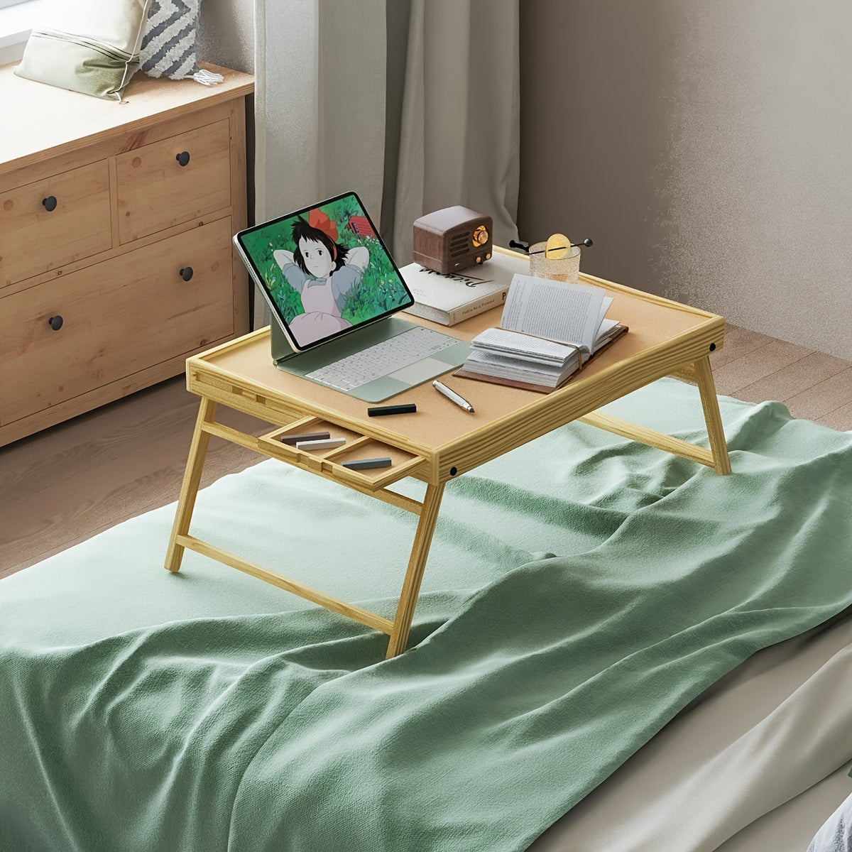 Table à puzzle en bois avec pieds pliables – 4 tiroirs et 16 grilles de tri pour puzzles de 1000 pièces | Plateau de puzzle portable pour rangement et organisation, fournitures scolaires et de maison