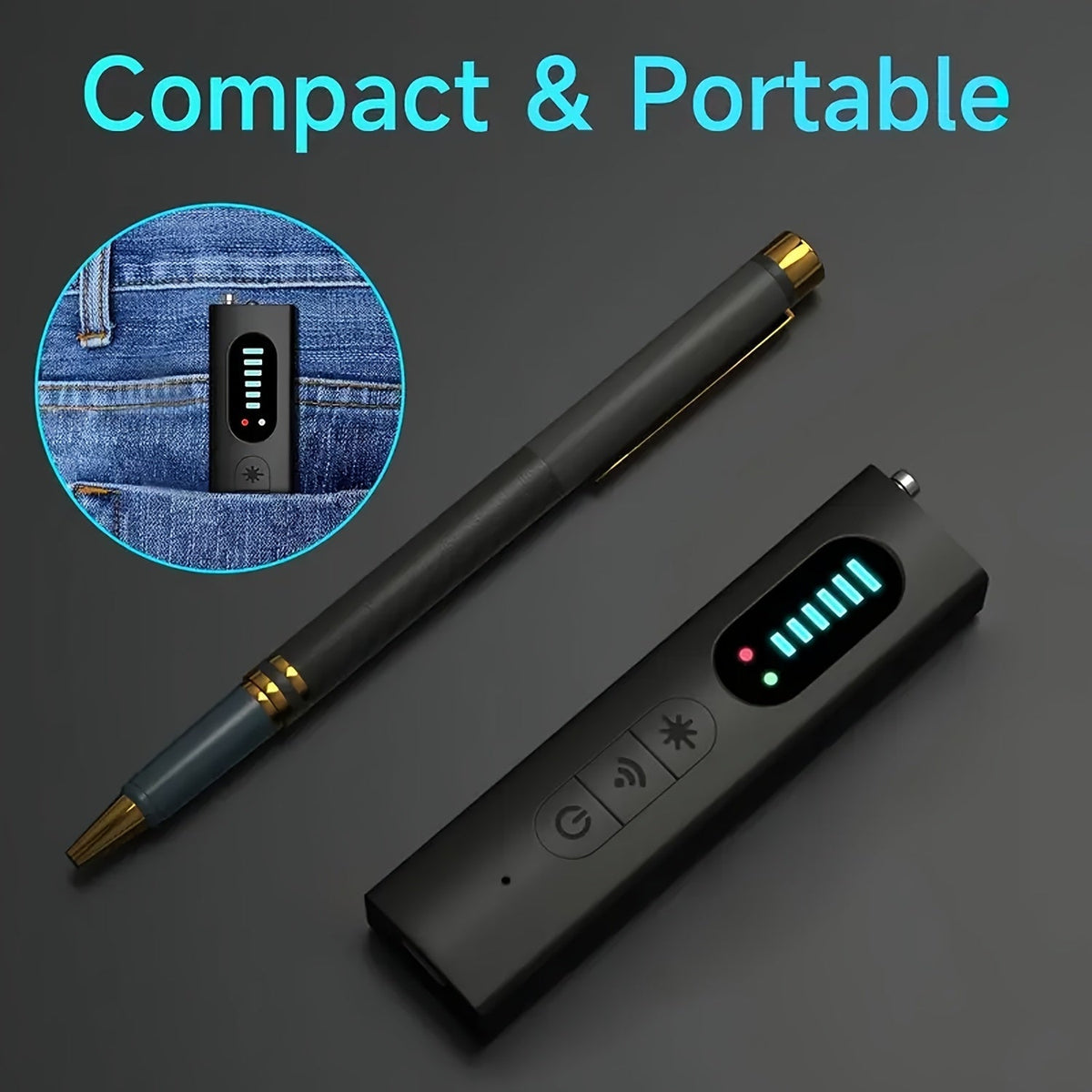 Détecteur de caméra cachée et scanner de signal RF anti-espion – Détecteur de mouchards, traceurs GPS et dispositifs d'écoute, balayeur de sécurité multifonction portable et rechargeable pour les voyages, l'hôtel, la maison, le bureau, la voiture