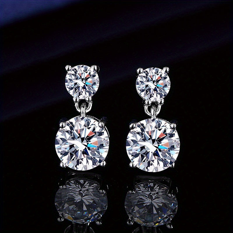 Boucles d'oreilles clous en mo issanite de 5 carats pour femme – Boucles d'oreilles pendantes en argent sterling 925, bijou de luxe brillant, cadeau idéal pour Noël, la Saint-Valentin et les occasions spéciales