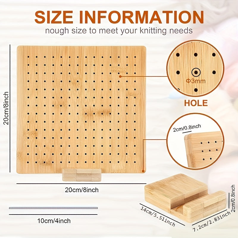 Ensemble de planche de blocage pour crochet en bois avec 20 épingles en acier et base, kit de blocage de tricot réutilisable pour mettre en forme des châles en dentelle, pulls, fournitures d'art de tricot pour débutants