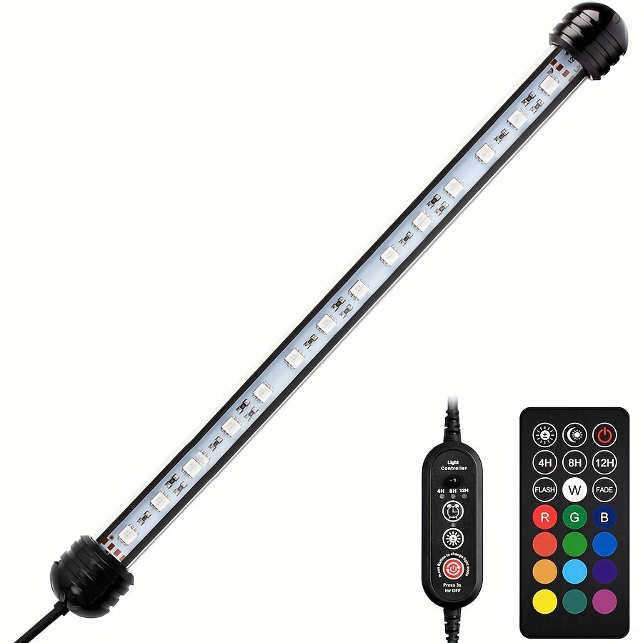 Éclairage LED submersible pour aquarium, lumière multicolore sous-marine pour aquarium, de 19 cm à 89 cm - Tailles multiples, 9 à 66 LED pour décoration d'aquarium d'eau douce et d'eau de mer