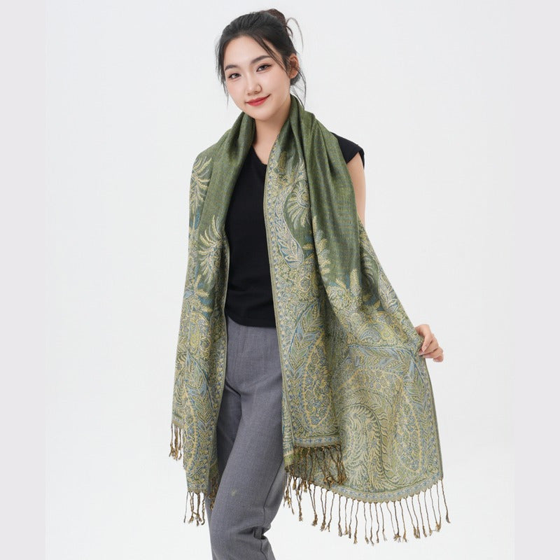 Écharpe pashmina à motif cachemire « queue de phénix » – Châle enveloppant épais et chaud pour femme, tissu doux et luxueux disponible en 17 couleurs éclatantes, polyvalent pour les événements formels, le quotidien et les cadeaux