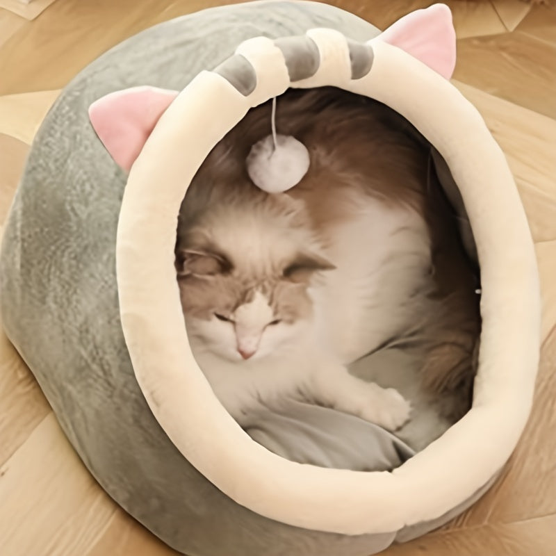 Panier pour chat moelleux avec tapis respirant - Couchage confortable pour chatons et chats de toutes tailles, niche d'intérieur toutes saisons