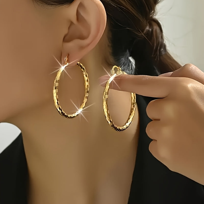 2 paires de boucles d'oreilles créoles rondes en cuivre doré – Finition torsadée et lisse, boucles d'oreilles élégantes pour femmes, bijoux légers pour un usage quotidien, cadeau pour elle pour les fêtes et les vacances