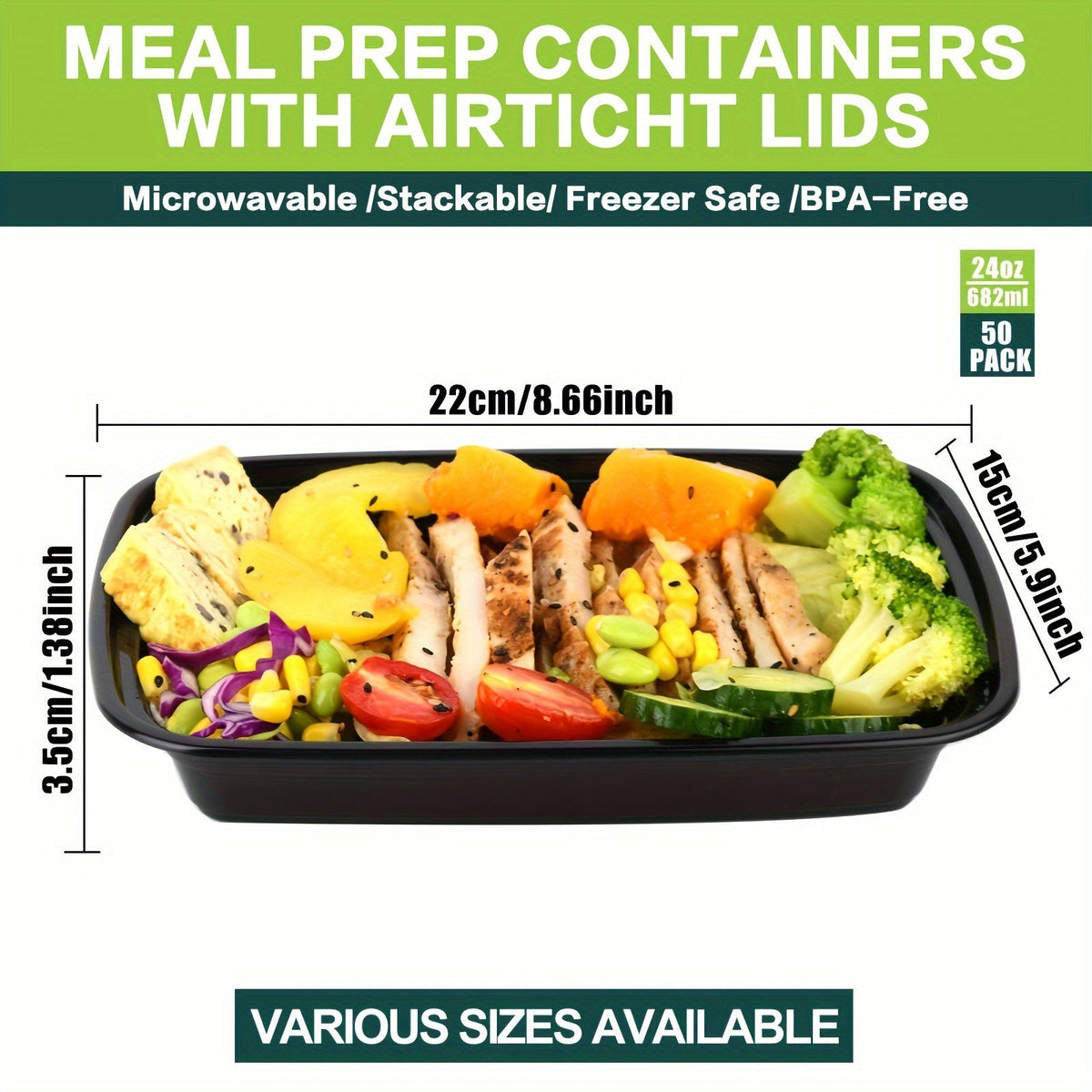 Récipients de préparation de repas 828 ml (28 oz), lot de 50 ou 150 avec couvercles – Boîtes à lunch Bento jetables en plastique à 1 compartiment, sans BPA, étanches, empilables, compatibles micro-ondes, lave-vaisselle et congélateur