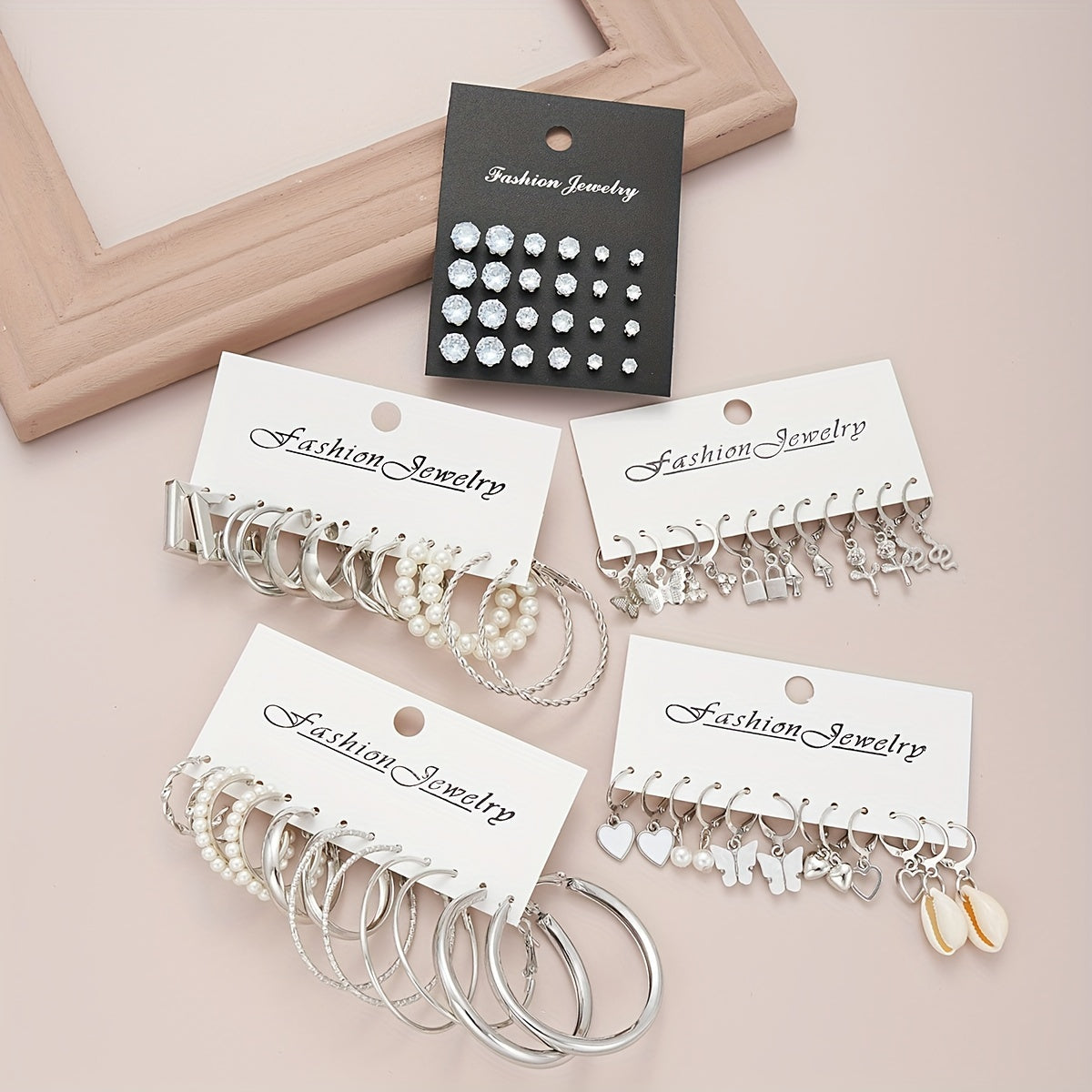 Ensemble de bijoux pour femme 108 pièces, collier, bracelet, bracelet de cheville, bague et boucles d'oreilles vintage avec papillon, cœur et strass, chaînes multicouches, bijoux fantaisie argentés, cadeau pour elle