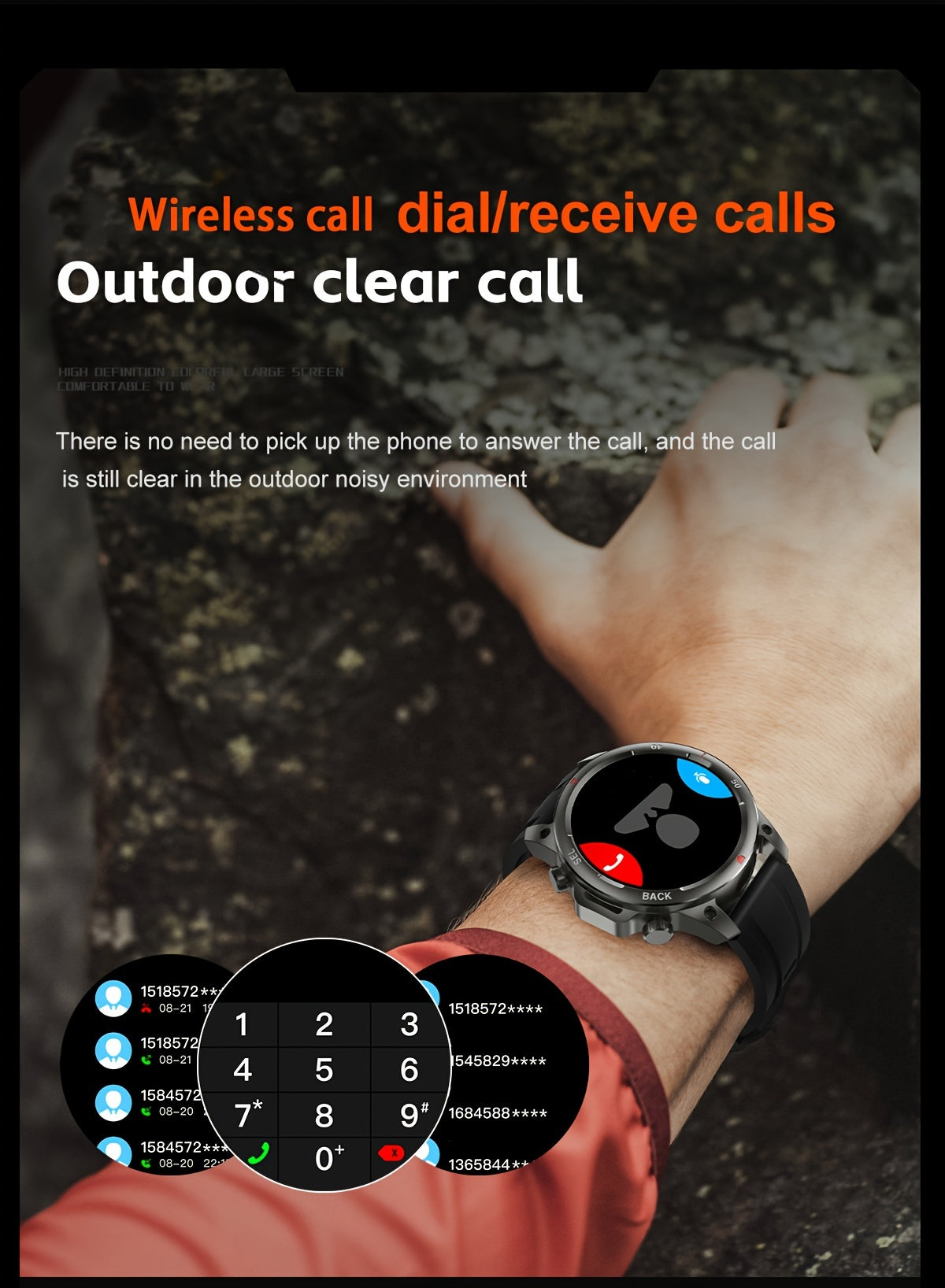 Montre connectée GPS pour homme – Écran HD 360×360, commande vocale IA, appels sans fil, NFC, boussole, éclairage LED, suivi de trajectoire, tracker de fitness pour sports de plein air, cadeau pour la fête des Pères