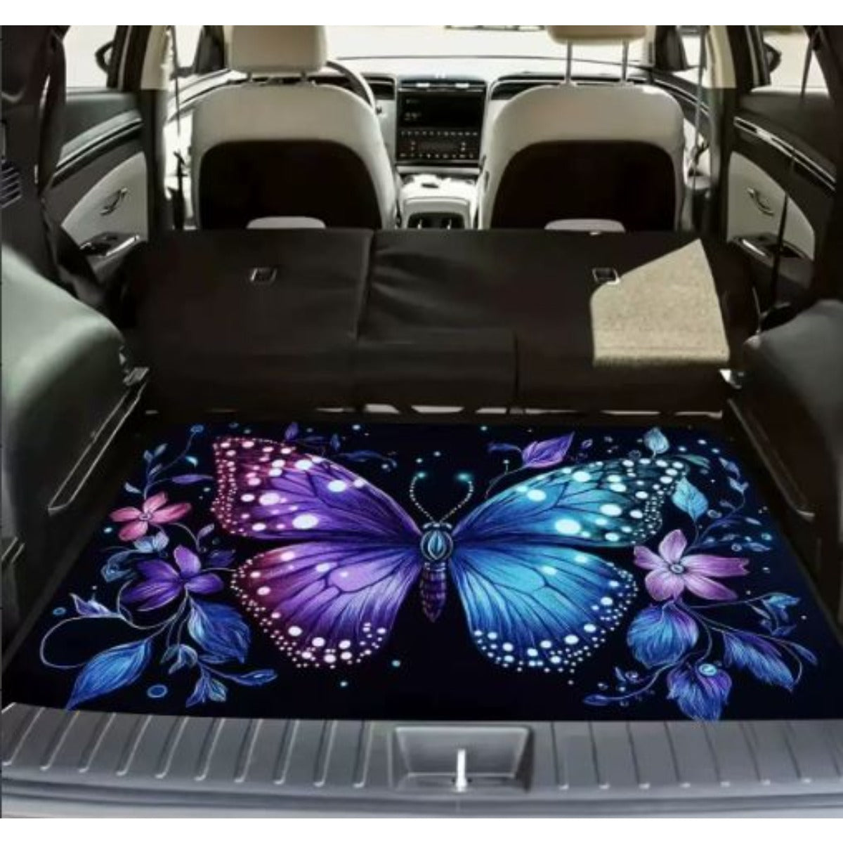 Tapis de coffre pour voiture – Revêtement de chargement antidérapant et imperméable avec motifs uniques, protection intérieure de véhicule durable contre la saleté, les déversements et les rayures, ajustement universel