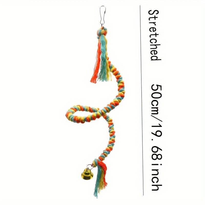 Jouet d'escalade en corde colorée pour perroquet, jouet suspendu rotatif pour le bec, le meulage et la mastication, décoration de cage à oiseaux pour perruches, calopsittes, conures, inséparables, couleur aléatoire