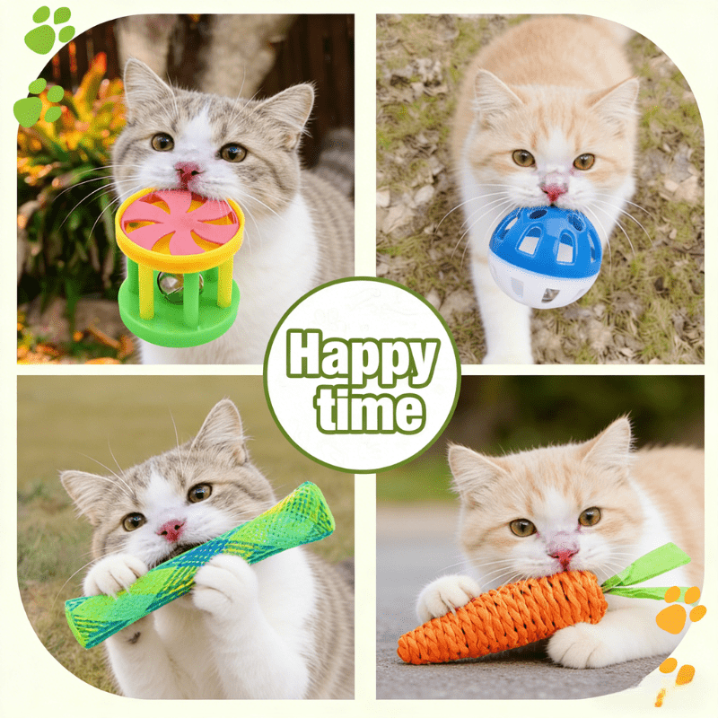 Lot de 18 à 21 jouets pour chat – Assortiment varié de jouets pour chaton, couleurs, styles et matériaux aléatoires, balles à plumes interactives et jouets à agacer pour chats d'intérieur, sans pile, coffret cadeau amusant pour les amoureux des chats