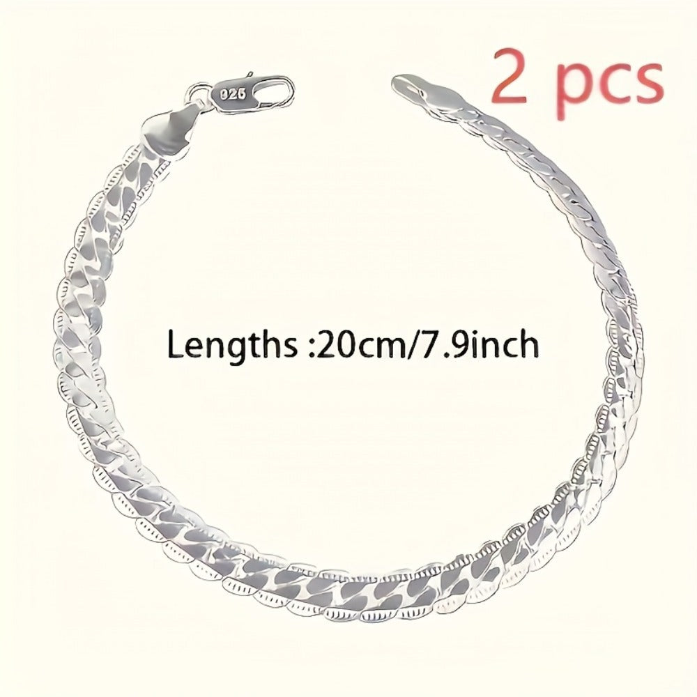 Ensemble de 2 bracelets de cheville torsadés en argent sterling 925 – Bijou de cheville minimaliste hypoallergénique pour femmes et hommes, bijou quotidien classique et élégant, chaîne de cheville unisexe, cadeau de fête idéal