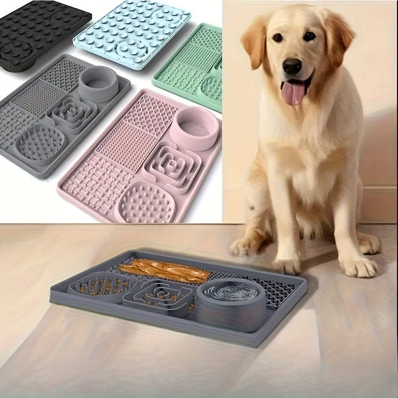 Tapis de léchage distributeur de nourriture lente 6-en-1 pour animaux avec ventouse puissante, outil multifonctionnel anti-anxiété pour chiens et chats, favorise une alimentation saine et facilite le toilettage et le bain