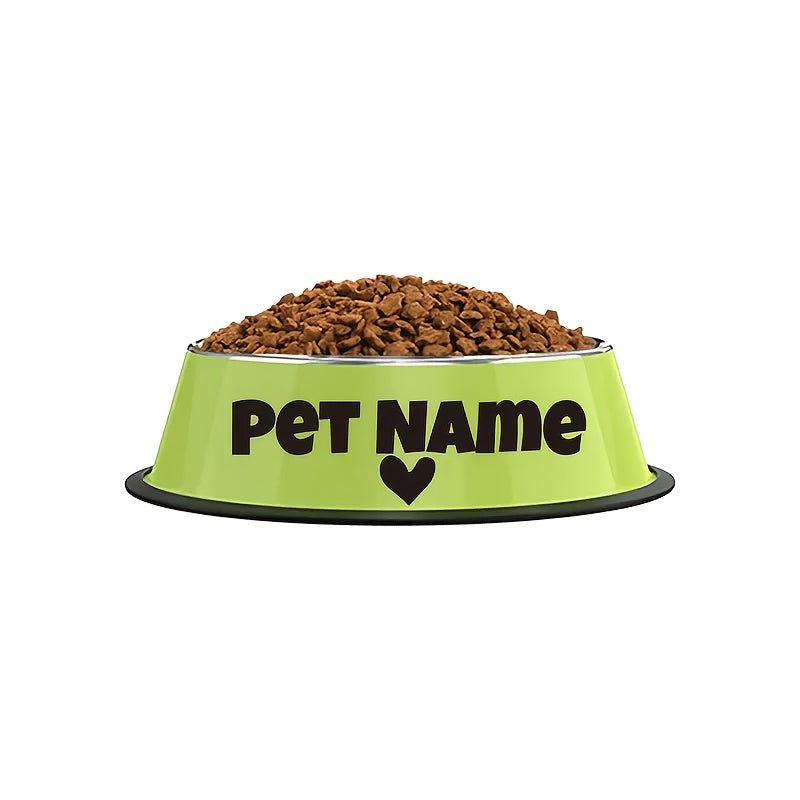 Gamelle personnalisée en acier inoxydable pour chien et chat - Bol gravé au nom de votre animal avec motif patte, cœur et couronne, antidérapante, 200 ml / 400 ml / 1000 ml, écuelle pour nourriture et eau, idée cadeau