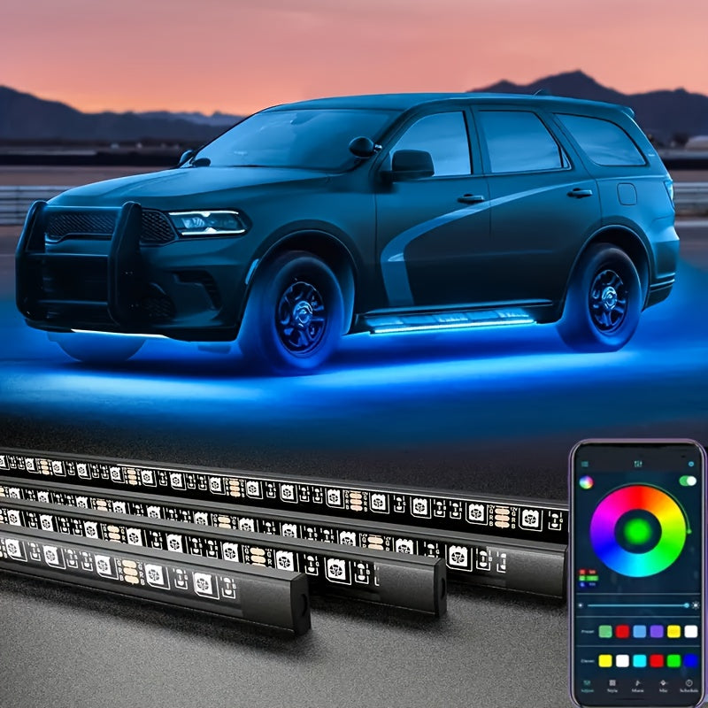 Kit d'éclairage d'ambiance LED pour voiture – Contrôle via application et sans fil, modes multi-scènes, 2 bandes (60 cm x 90 cm), compatible avec voitures, camions et SUV, éclairage décoratif intérieur et extérieur