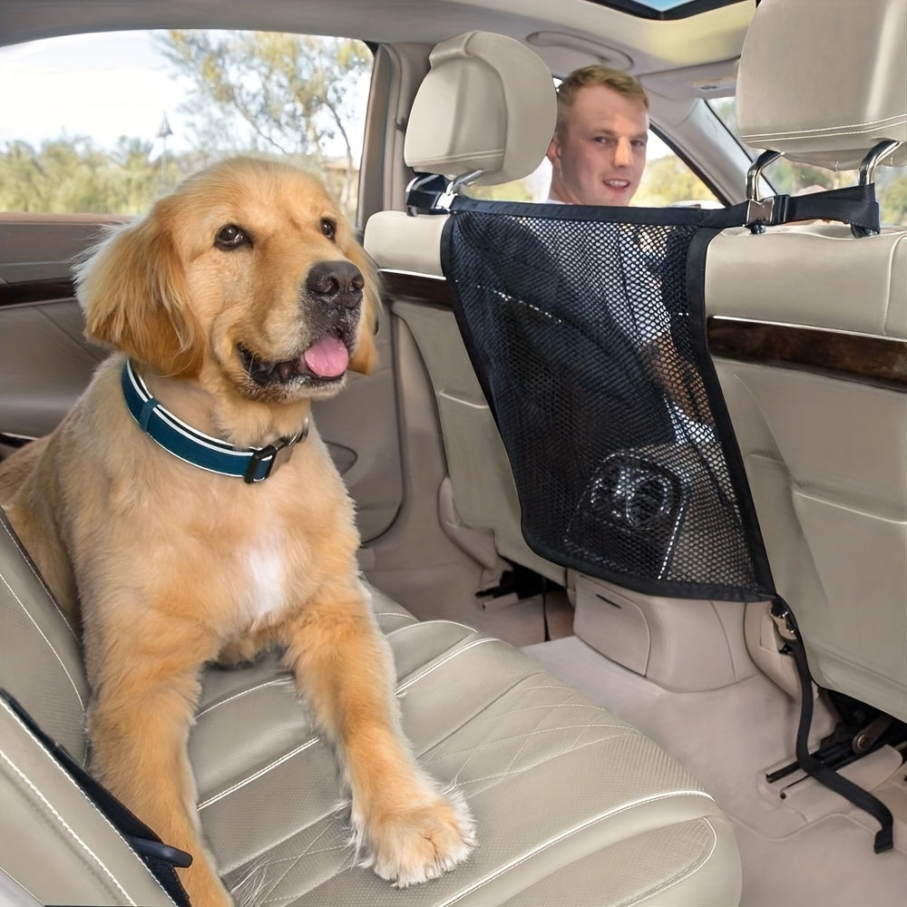 Filet de protection et de rangement pour animaux en voiture - Organisateur réglable en polyester, protection de siège arrière facile à installer pour tous véhicules, tailles M et L pour chiens et chats