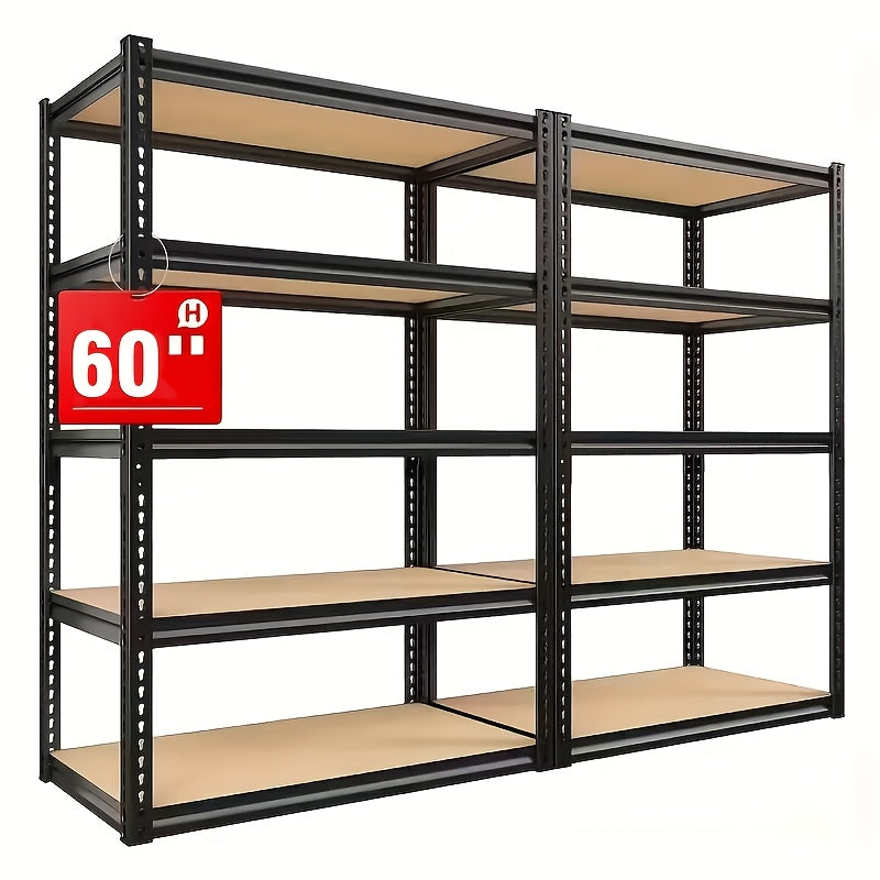 Étagère de rangement robuste en métal à 5 niveaux, capacité de 907 kg (2000 lb), hauteur 152 cm (60 po), structure en acier ajustable – Rayonnage pour garage, sous-sol, garde-manger, placard et buanderie, entrepôt local aux États-Unis