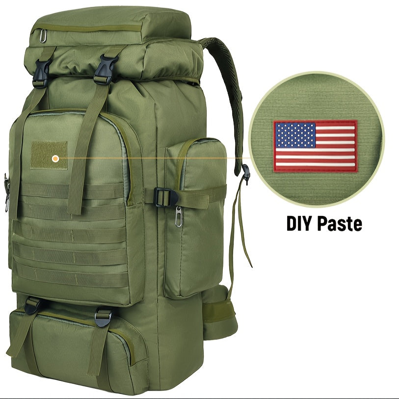 Sac à dos de randonnée tactique 80 L, sac d'assaut 3 jours – Système MOLLE unisexe en tissu Oxford réglable pour la randonnée, le camping, la chasse, les voyages et le sport, 6 couleurs
