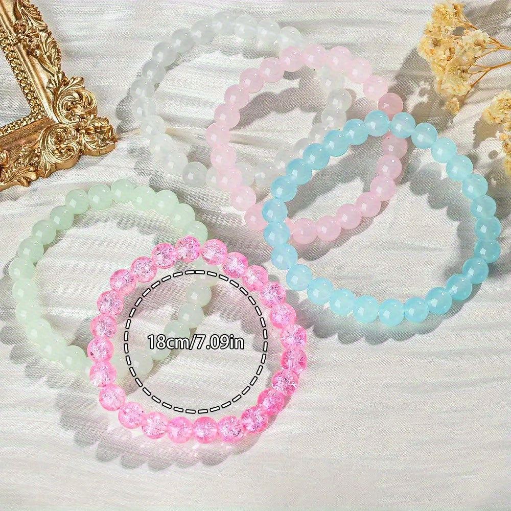 Lot de 50 bracelets de perles en verre, couleurs aléatoires – Bracelets d'amitié colorés faits main et empilables, lot en gros pour femmes, filles et enfants, cadeaux d'invités, cadeaux et création de bijoux DIY