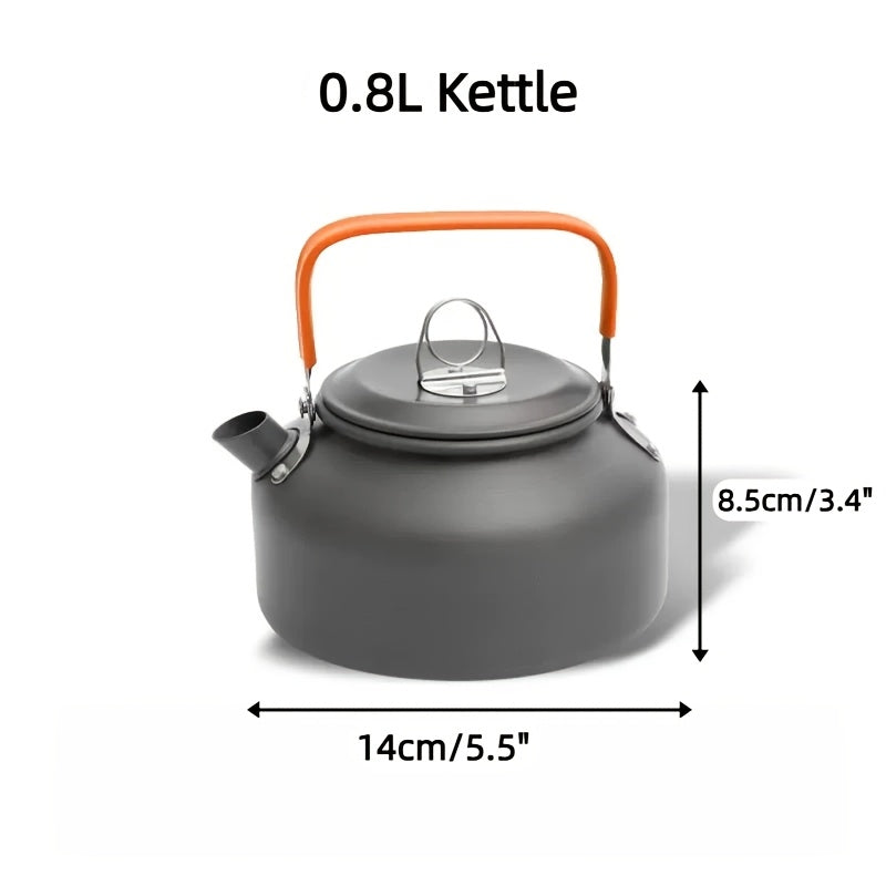 Kit de cuisine de camping 8/9/14/15 pièces, ensemble de cuisson portable antiadhésif en alliage d'aluminium avec bouilloire, casserole, poêle, assiettes et ustensiles, équipement de cuisine léger pour randonnée et voyage