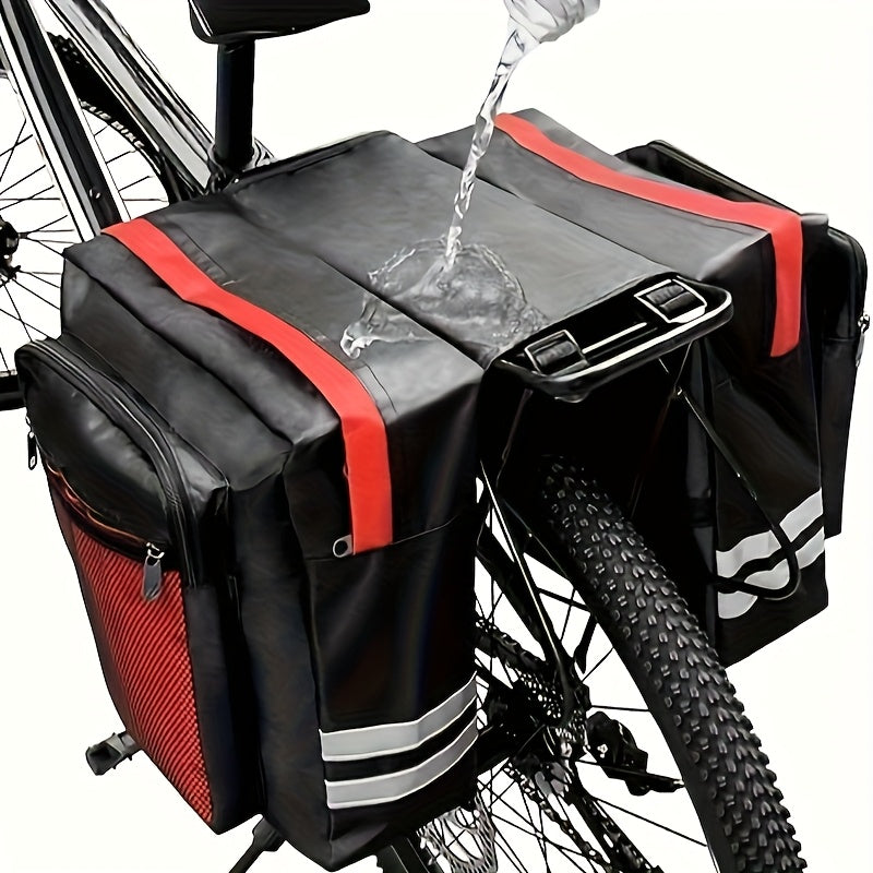 Ensemble de sacoches de vélo 50 L – Sacoche de porte-bagages, sacoche de selle et sac à bandoulière 3 en 1, accessoires de cyclisme professionnels pour le vélotaf, le cyclotourisme et les sorties en plein air, Rouge Noir Bleu