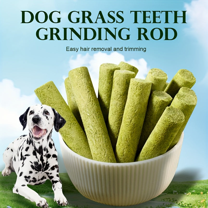 15 bâtonnets à mâcher à l'herbe pour chien – Friandises à mâcher naturelles pour le nettoyage des dents, haleine fraîche, collation riche en fibres pour la santé digestive à base d'herbe et de viande – Friandise saine pour chien de toutes races