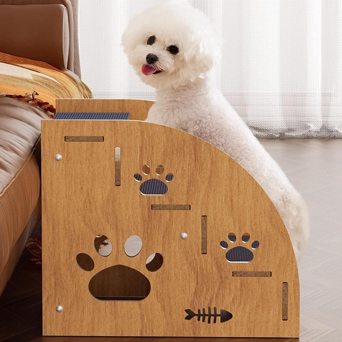Escalier antidérapant pour chien et chat pour lit et canapé - Escaliers pour animaux à 3 ou 5 marches avec rampes de sécurité et design en pente, 38 cm de hauteur pour petits chiens, chats et animaux âgés, escalier léger et portable