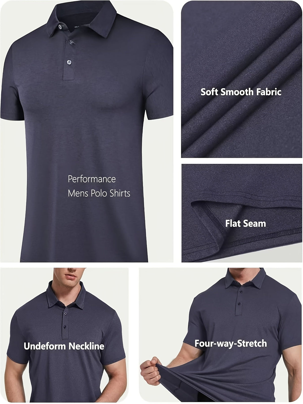 Lot de 5 polos pour homme – Chemise de golf à manches courtes, respirante et performante – T-shirt à col athlétique décontracté pour homme, tailles S-XXL