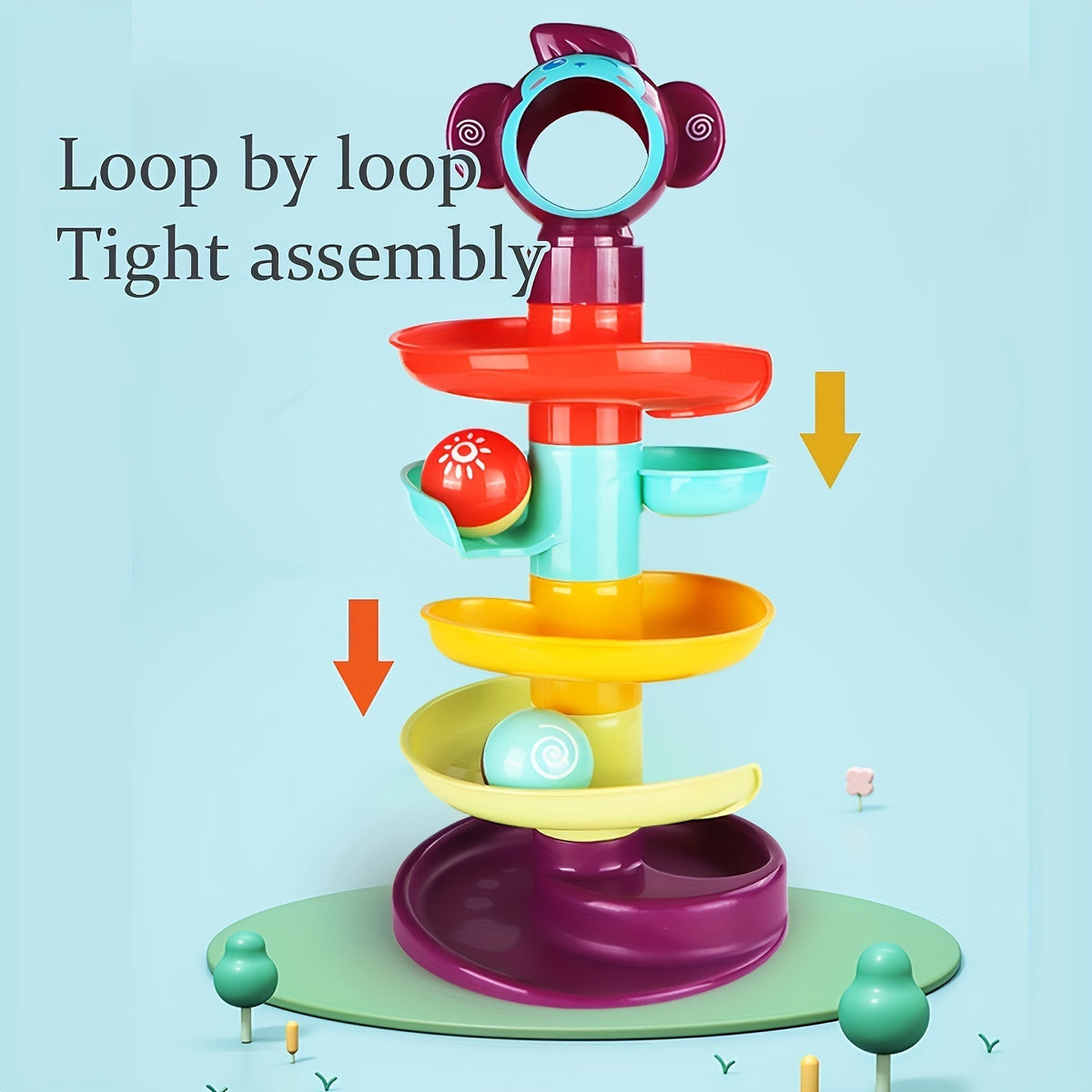 Tour de circuit à billes en spirale colorée, jouet à empiler pour l'éveil des tout-petits, reconnaissance des couleurs, motricité fine, jeu sensoriel, activité d'intérieur, cadeau d'anniversaire ou de Noël pour filles et garçons