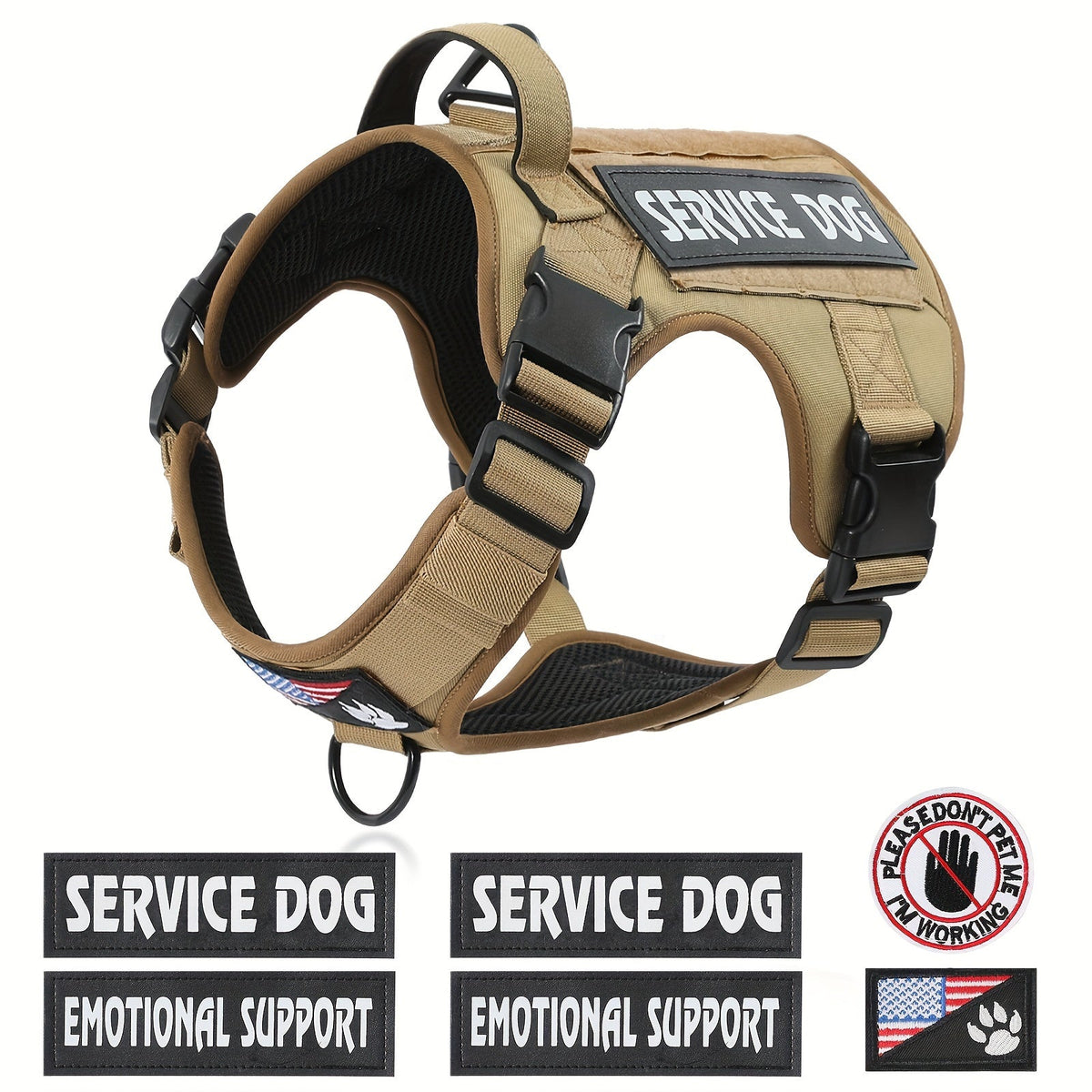 Harnais tactique pour chien – Gilet anti-traction style militaire pour animal de compagnie avec poignée de contrôle, ajustement sécurisé pour chiens actifs, motif uni, tailles S à XL, idéal pour le dressage, la randonnée et la marche