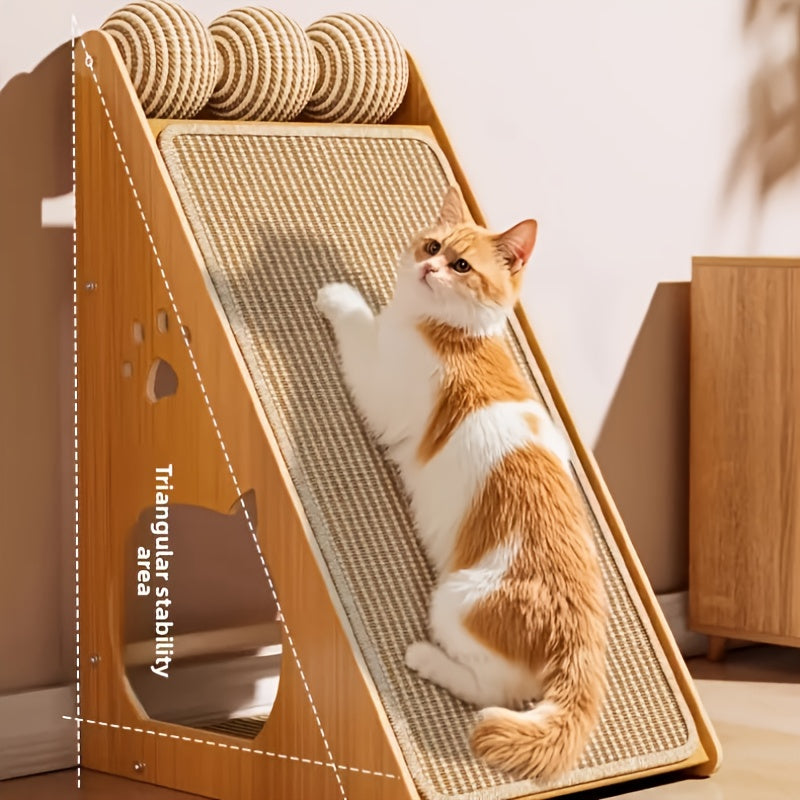 Griffoir pour chat en sisal de 27 pouces – Tapis de griffes multifonctionnel et résistant à l'usure, protège-meubles avec 3 balles de jeu, installation facile, griffoir d'intérieur pour chat