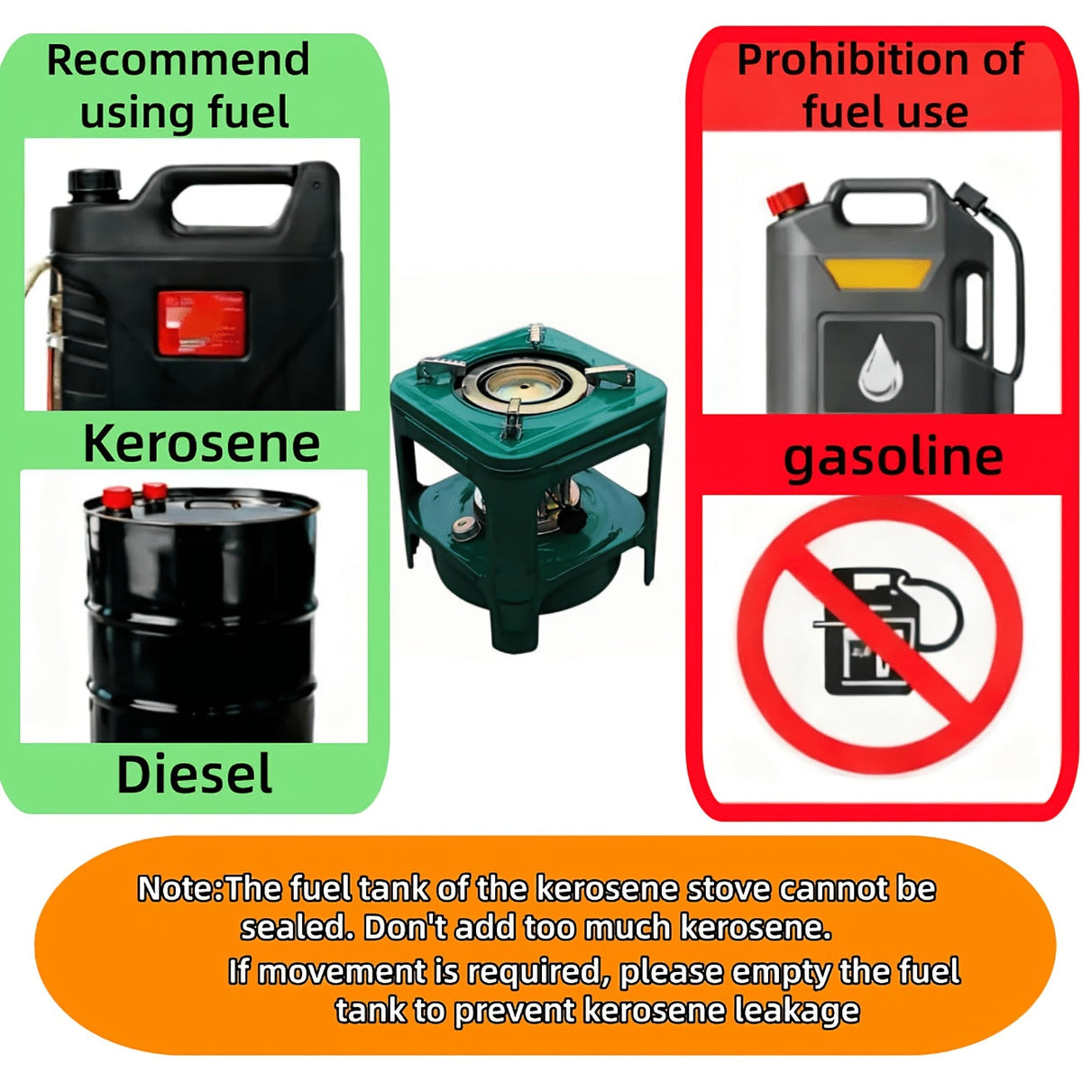 Réchaud de camping portable au kérosène avec brûleur intégré, radiateur et cuiseur à pétrole léger pour l'extérieur avec réglage de flamme pour le camping, les pique-niques et les barbecues
