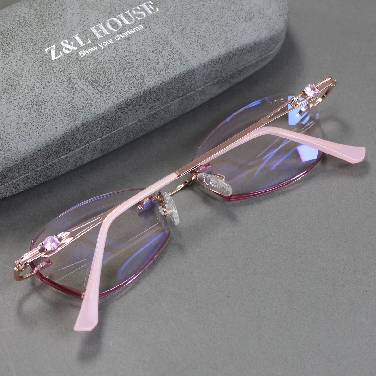 Lunettes de lecture pour femme roses à strass avec verres photochromiques – Branches élégantes effet miroir, charnières en alliage doré, corrections de +1,00 à +4,00, cadeau élégant pour femme pour Noël et anniversaire