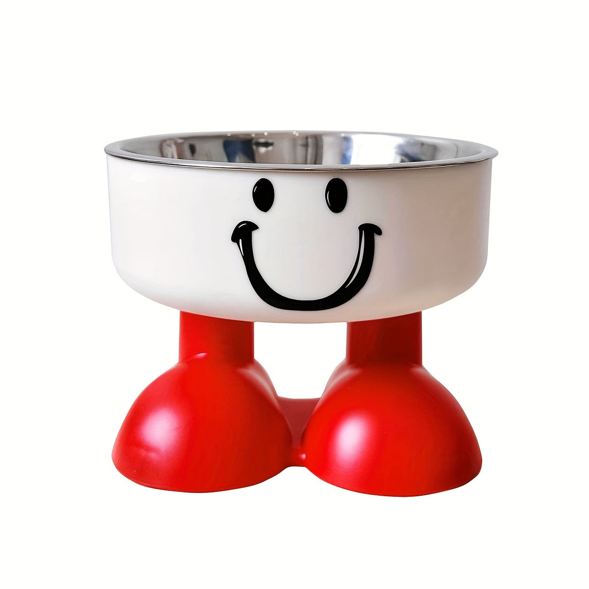 Gamelle surélevée en acier inoxydable pour chat et chien avec motif visage mignon – Gamelle pour animal de compagnie sur pied, anti-basculement, protection des cervicales, gamelle antidérapante pour chats et chiens d'intérieur