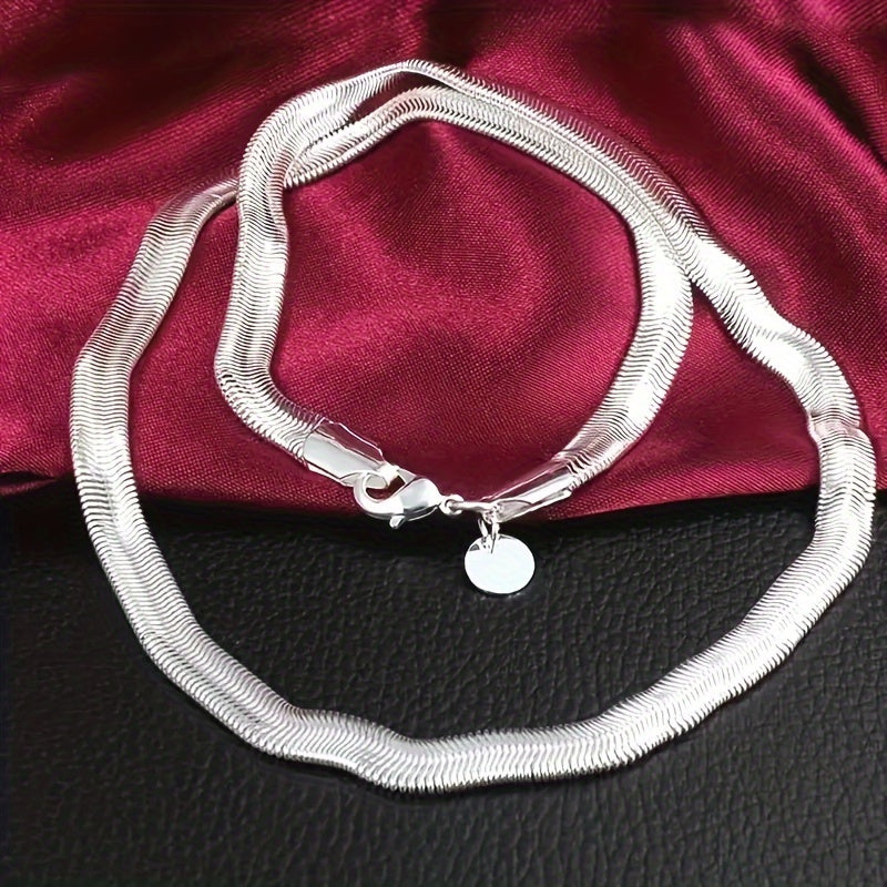 Collier chaîne serpent plat en argent sterling 925 – Bijou unisexe minimaliste et élégant, chaîne serpentine lisse de 51 cm, cadeau idéal pour mariages, fêtes, Noël et occasions spéciales