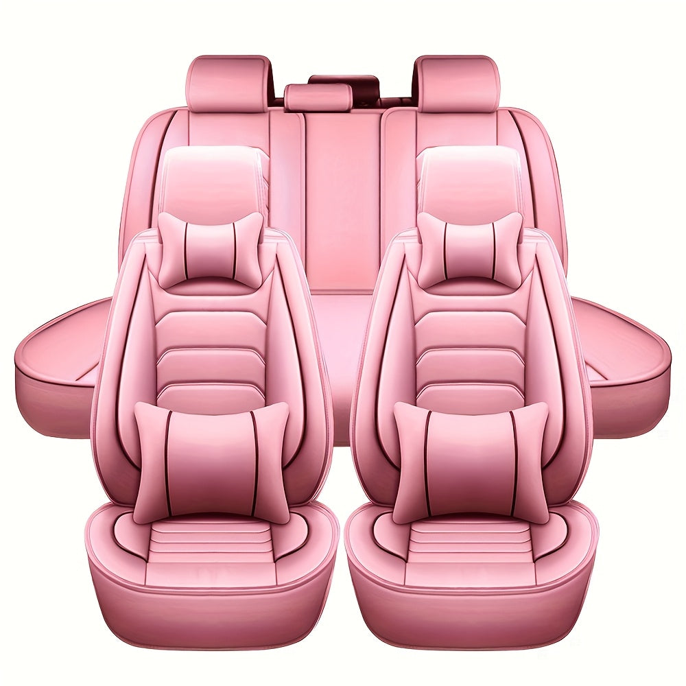 Housses de siège auto en similicuir, ensemble complet 5 places – Protection intégrale 360° imperméable, rembourrage en mousse souple, revêtement antidérapant, ajustement universel pour voitures, camions, berlines et SUV, 6 couleurs disponibles