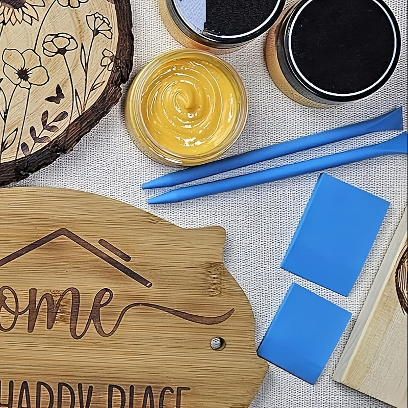 Kit de pâte de pyrogravure, 6 pots de gel thermoréactivable de 42,5 g avec stylos et outils de gravure, crème de pyrogravure pour bois, toile et denim, ensemble de loisirs créatifs pour débutants et artistes