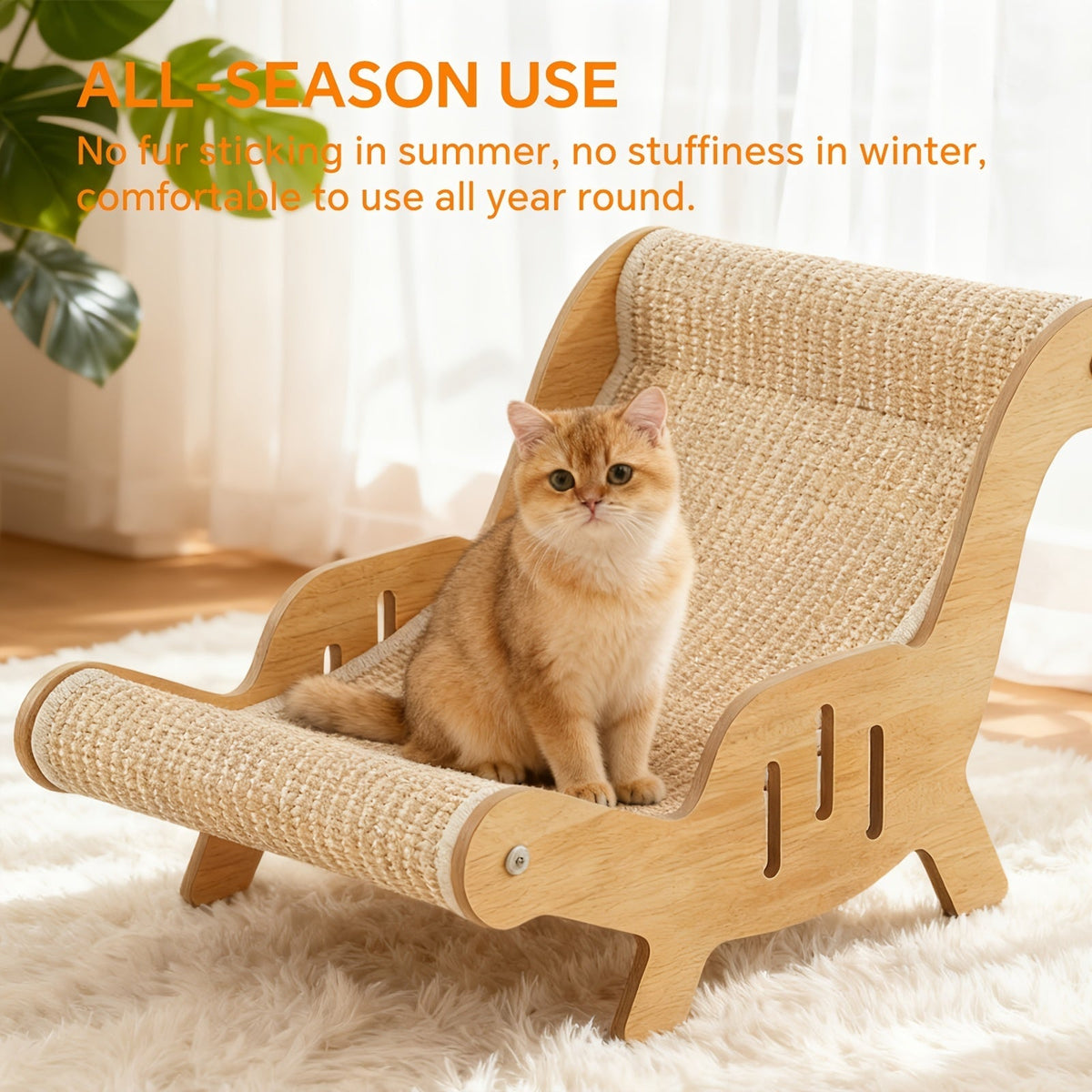 Griffoir en sisal pour chaise ou canapé – Griffoir autoportant robuste avec large zone de repos, mobilier de détente anti-griffures pour chats d'intérieur, jouet durable pour chat et coin sieste