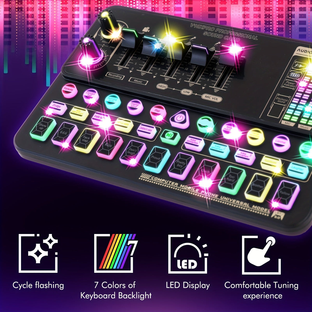 Kit de studio d'enregistrement pour podcast BM-800 avec carte son live, changeur de voix et écouteurs – Kit d'interface audio complet pour streaming, vlogging et diffusion en direct, plusieurs modèles disponibles