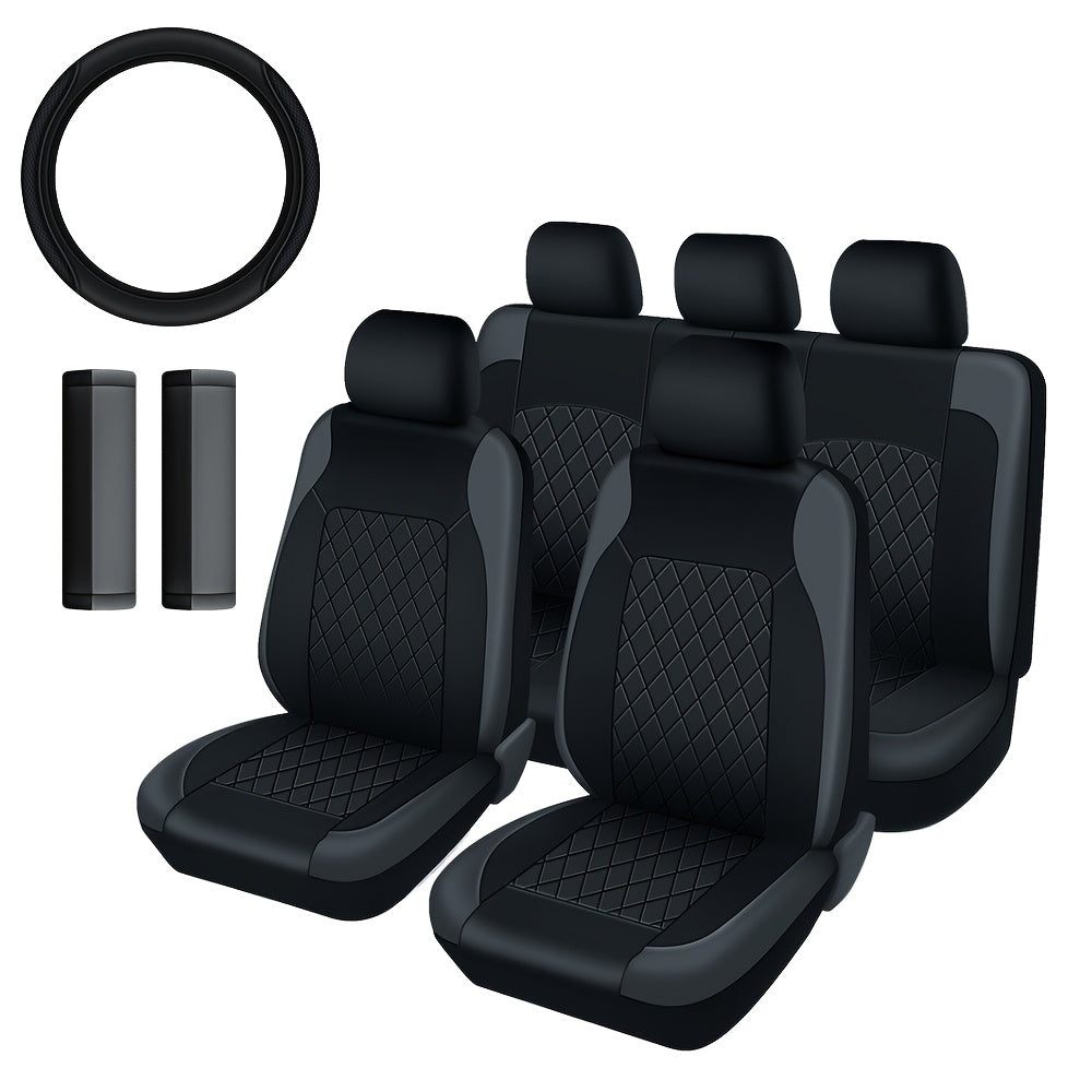 Housses de siège auto universelles en cuir synthétique, imperméables et matelassées, avec rembourrage en mousse, adaptées à toutes les saisons pour voitures, SUV et camions, gris, noir, rouge, bleu, lot de 1 ou 12 pièces