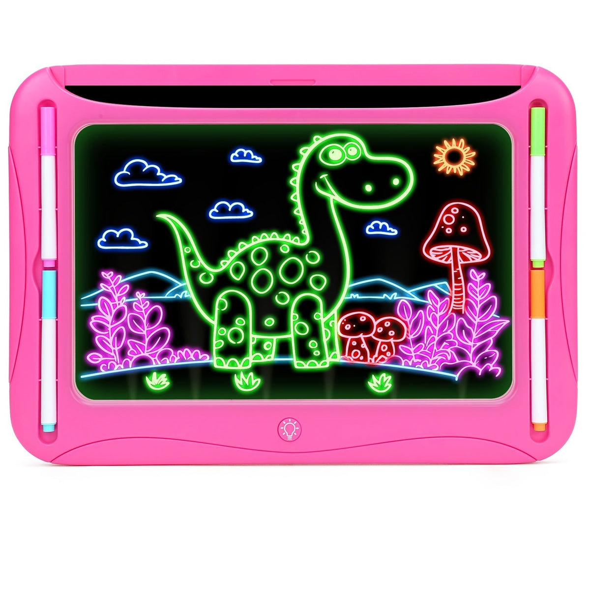 Tablette à dessin lumineuse LED pour enfants de 3 à 8 ans – Kit d’art phosphorescent avec 9 cartes recto-verso et 6 marqueurs, jouet éducatif de voyage, cadeau d'anniversaire et de Noël pour filles et garçons