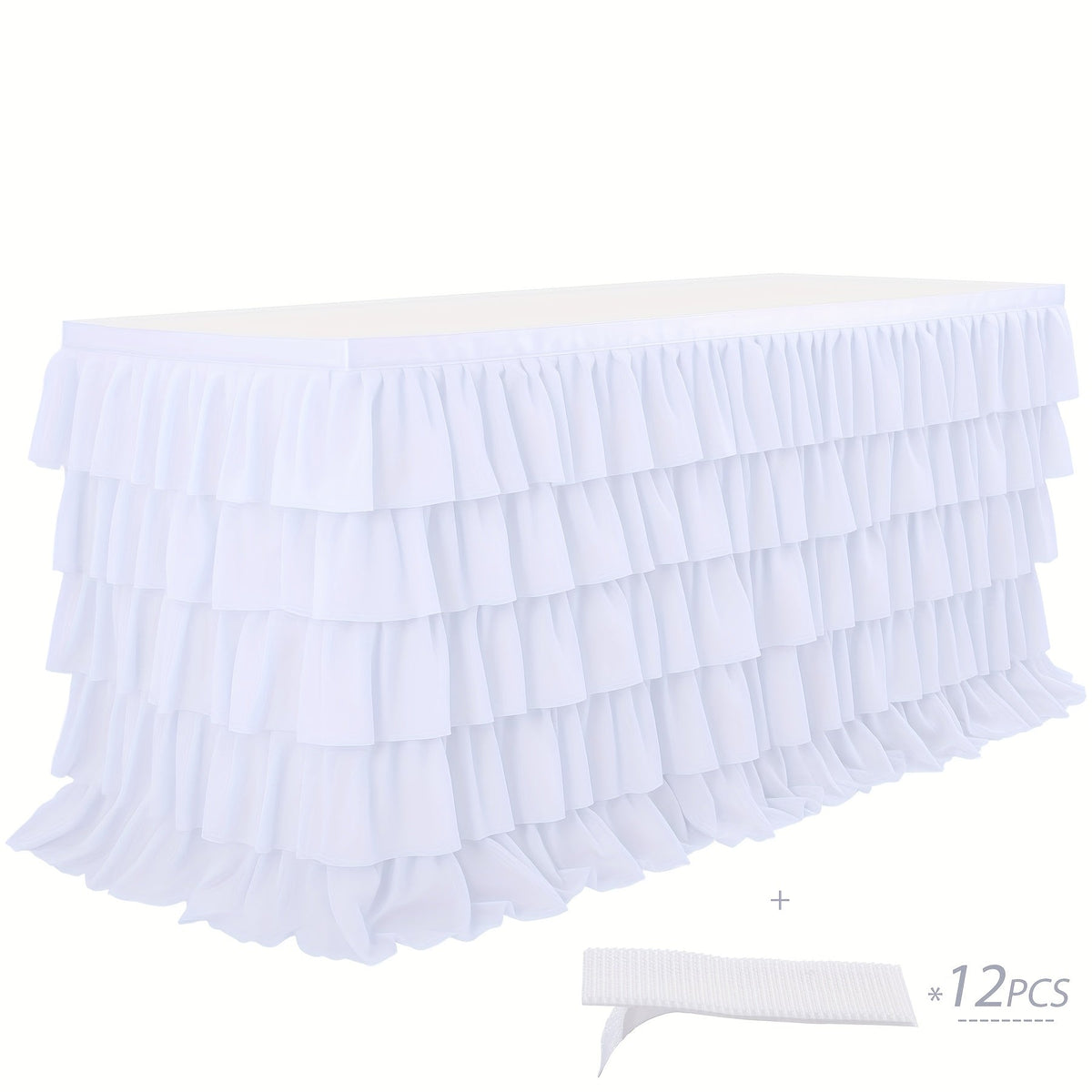 6ft Tulle Tutu Table Skirt β Chiffon Ruffle Table Skirting for Birthday Party, Wedding, Bridal Shower, Girls Party & Holiday Decor β Easy Hook & Loop Install, 12 Colors (72"L x 30"H)