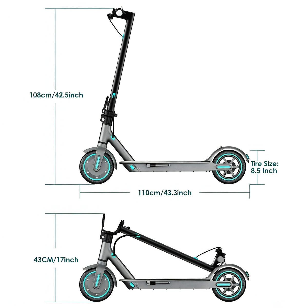Trottinette électrique pliable pour adultes, moteur 350 W, pneus pleins de 8,5 pouces, autonomie de 25-32 km, double système de freinage et écran LED – Trottinette électrique légère pour trajets quotidiens