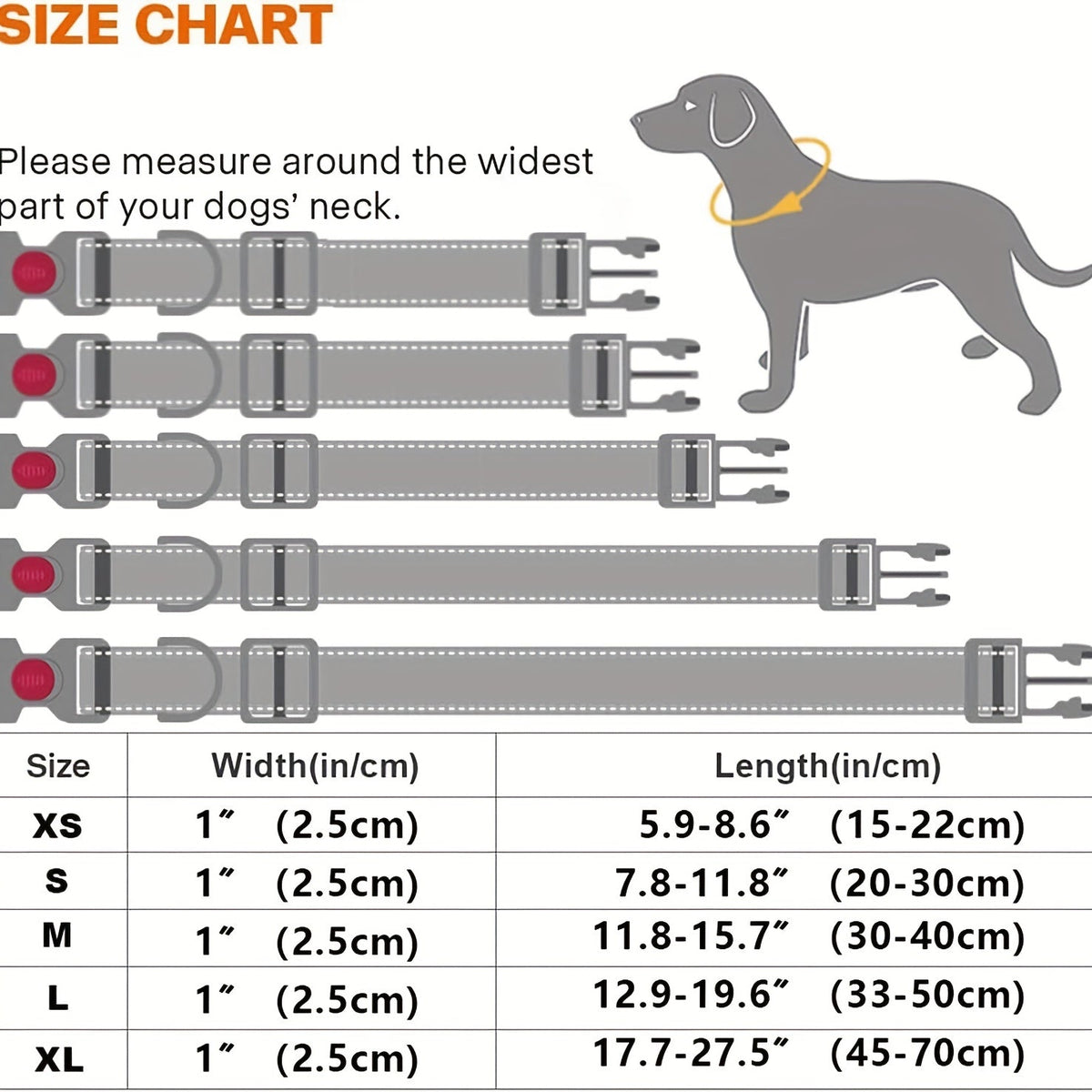 Collier pour chien réfléchissant avec boucle de sécurité verrouillable - Collier pour animal en nylon respirant, rembourré en néoprène doux et réglable pour chiens de petite, moyenne et grande taille, collier de sécurité haute visibilité nocturne
