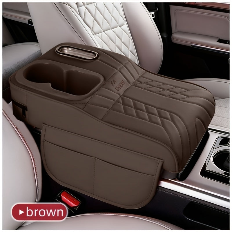 Rehausseur d'accoudoir de console centrale de voiture avec boîte à mouchoirs et porte-gobelet, organisateur de rangement, noir, beige, orange, rouge, marron, pour la plupart des voitures et SUV