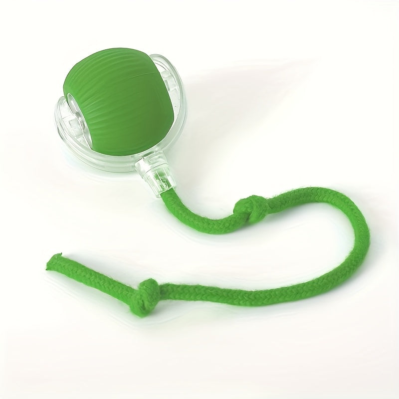 Balle jouet interactive pour chat avec corde à queue - Balle de jeu intelligente à roulement automatique avec lumière LED, balle électrique sautante automatique pour chats et chatons, jouet d'exercice pour activité en intérieur