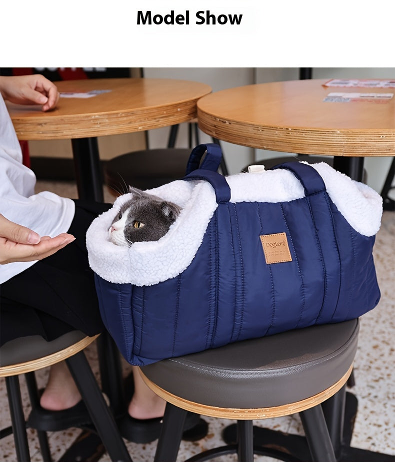 Sac de transport d'hiver pour animaux avec fermeture à pression – Sac fourre-tout chaud et confortable pour petits chiens et chats, idéal pour les activités en extérieur, disponible en marron, noir, beige, rose, vert et bleu