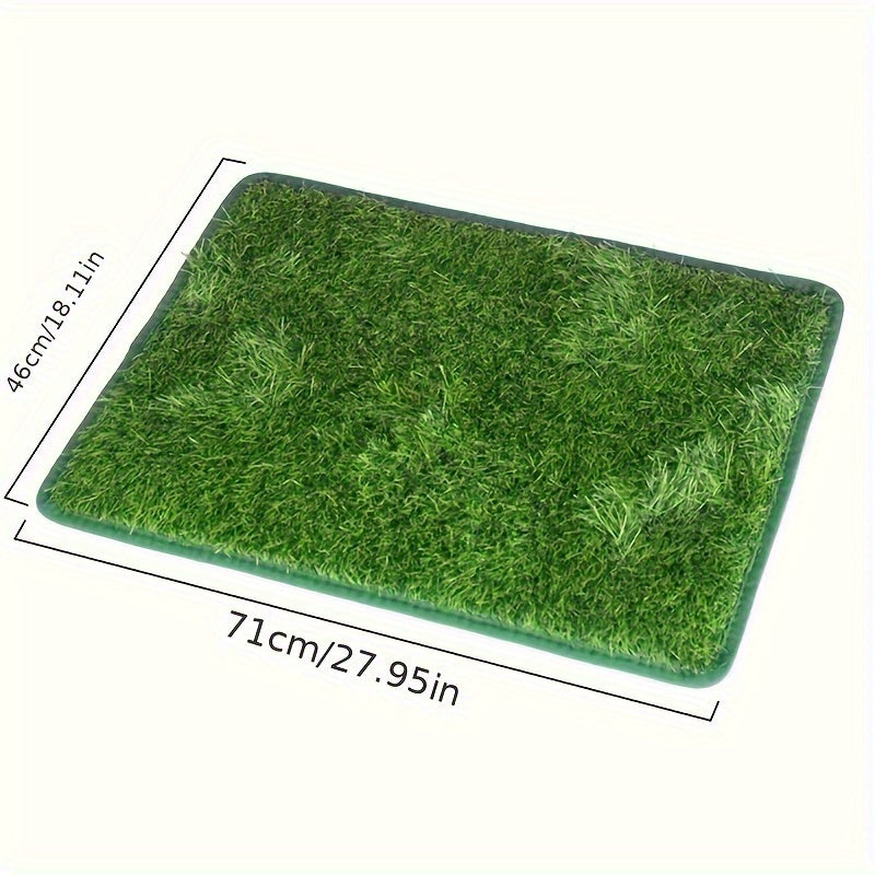 Tapis de propreté lavable et réutilisable pour chien – Gazon artificiel anti-odeurs avec sacs à déjections, usage intérieur et extérieur, tailles M et L, motif silhouette noire