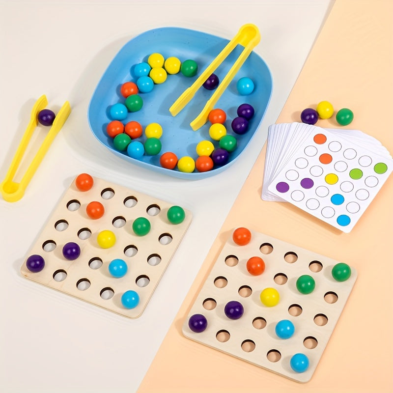 Jeu de compétition de ramassage de perles en bois pour enfants et famille - Jouet éducatif de motricité fine, jeu d'adresse avec baguettes, cadeau amusant pour garçons et filles de 3 ans et plus, cadeau d'Halloween, de Noël ou d'anniversaire